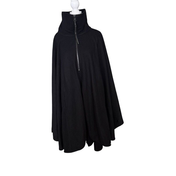 Jackets & Blazers - Preach Cape Coat Black Funnel Neck Zip Up Oversized Poncho Size L NWOT